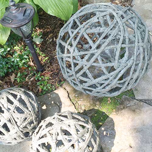 Cement Orbs in Garden
