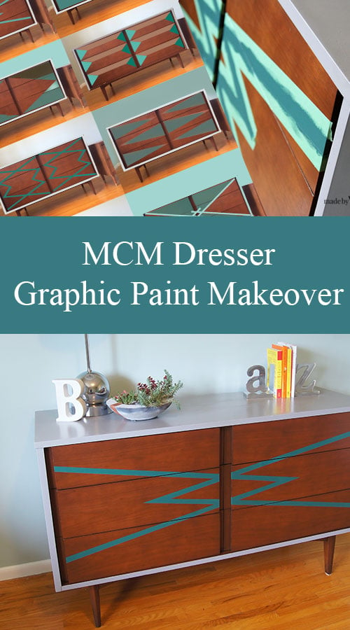 MCM Dresser Graphic Paint Makeover - Made By Barb - update