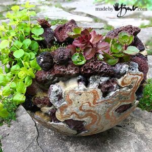 Rock and Concrete Orbs - 2 - Made By Barb - how to finish and plant orbs