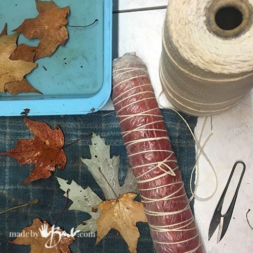 bundle, leaves and string
