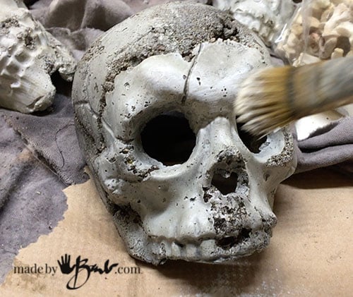 dry brush white on skull