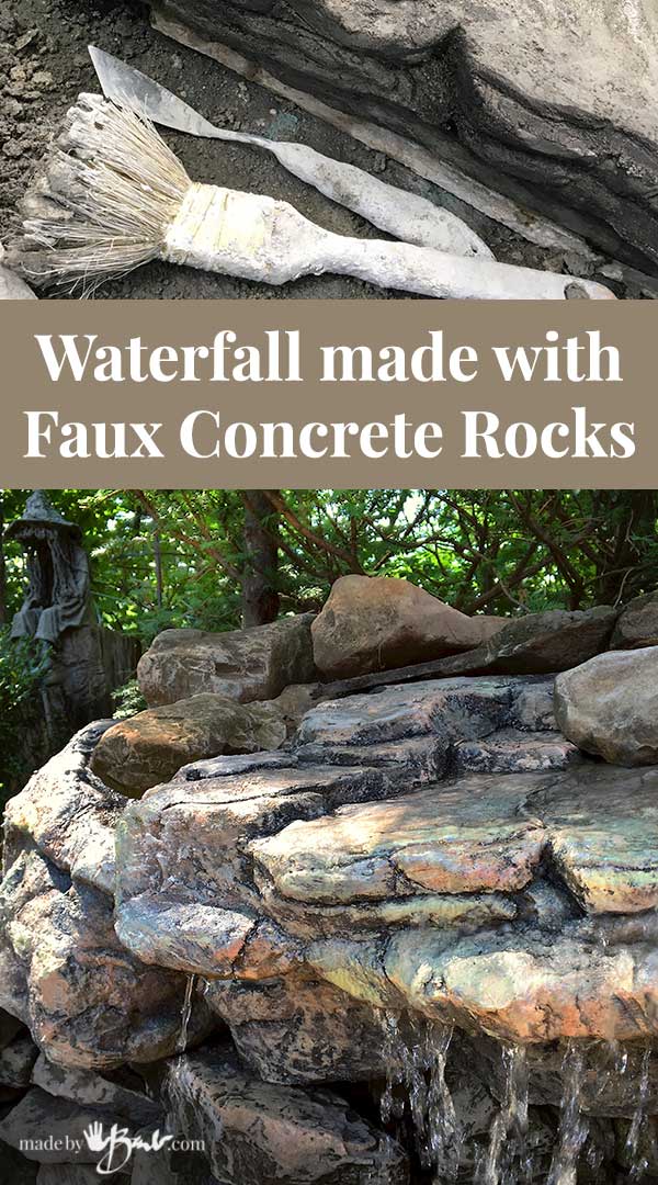 Waterfall made with Faux Concrete Rocks - Made By Barb - rival Nature!