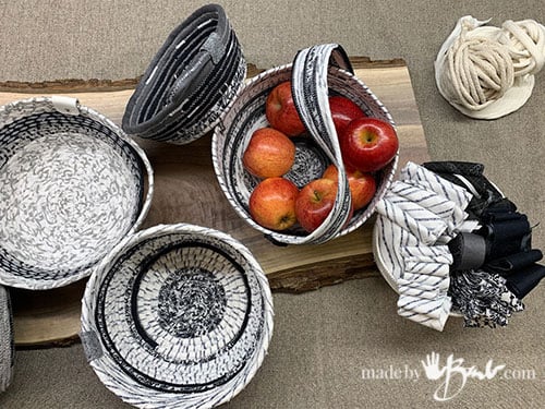 DIY UpCycled Fabric Bowls & Baskets - Made By Barb - rope or no rope