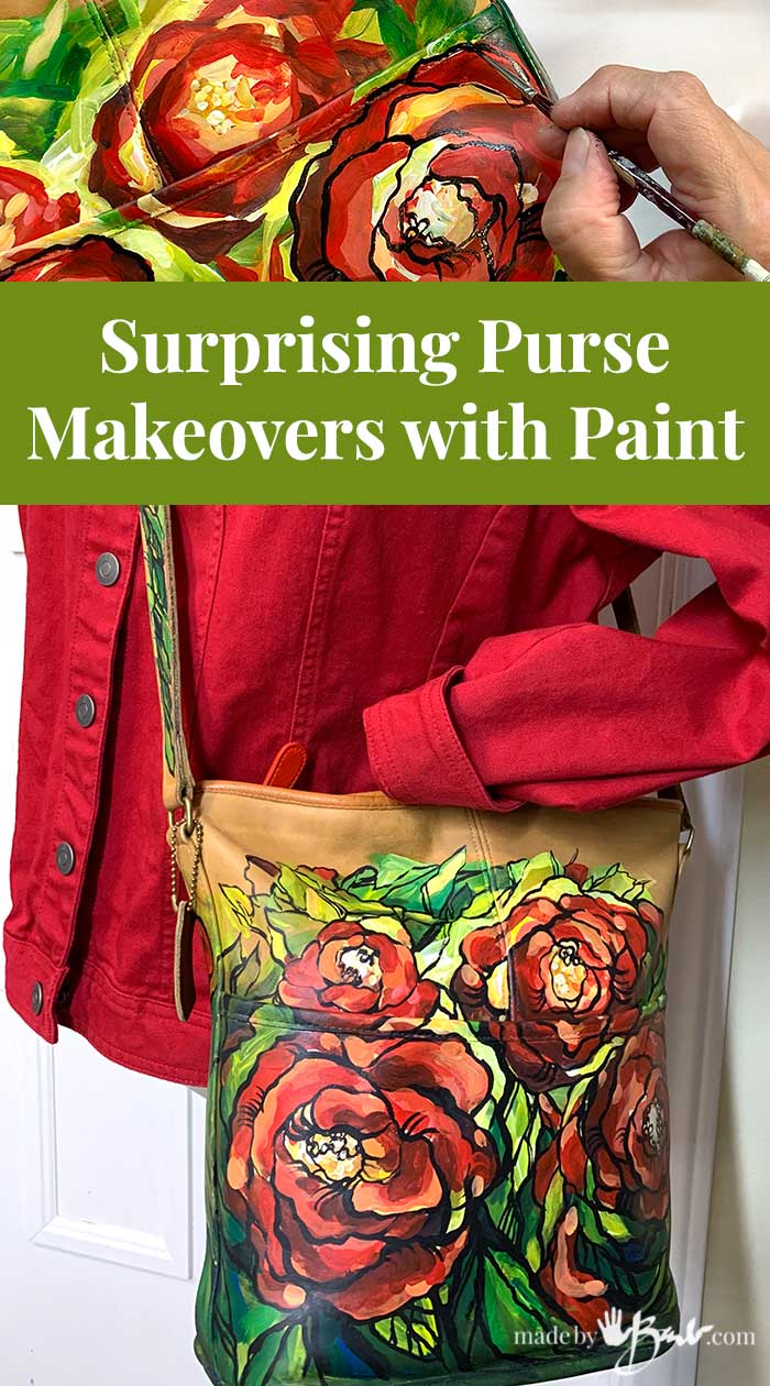 CUSTOM TATTOO leather handbag purse pocketbook painted hand painted tote  rose