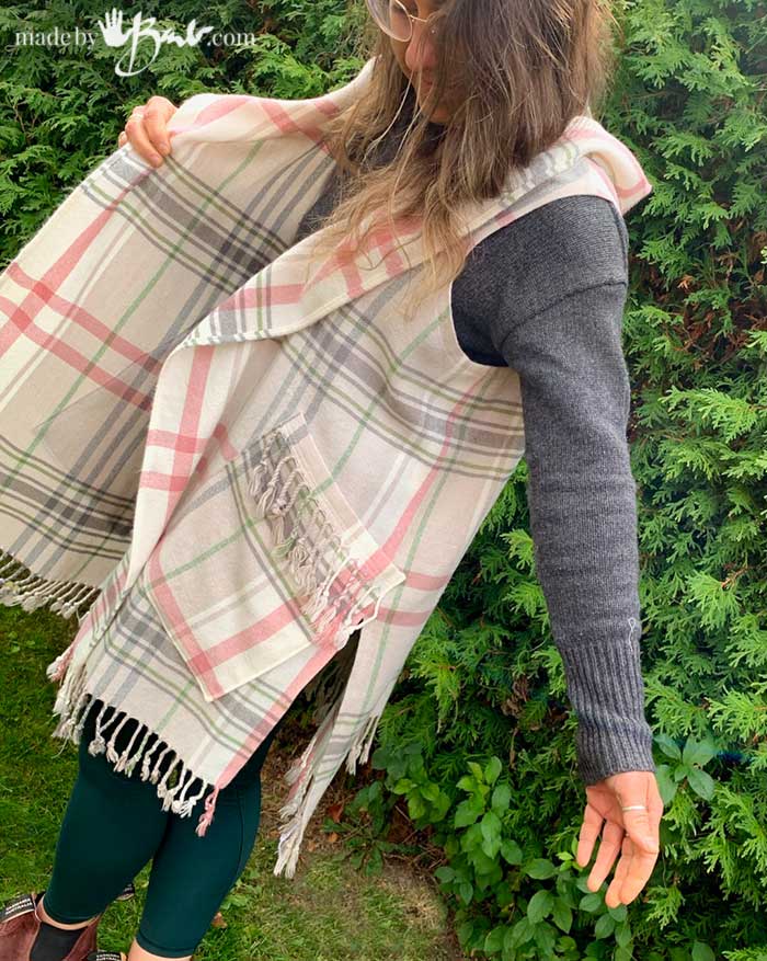 Blanket to Hooded Vest Up Cycle Made By Barb