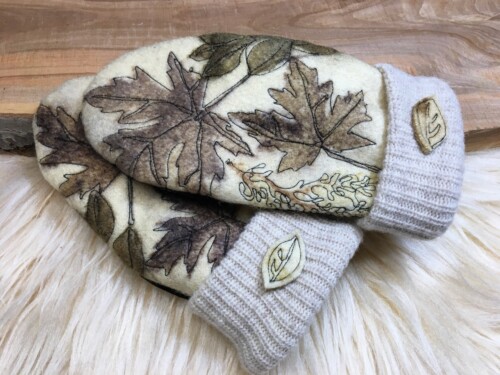 Wool FME Eco Printed Mittens - 11