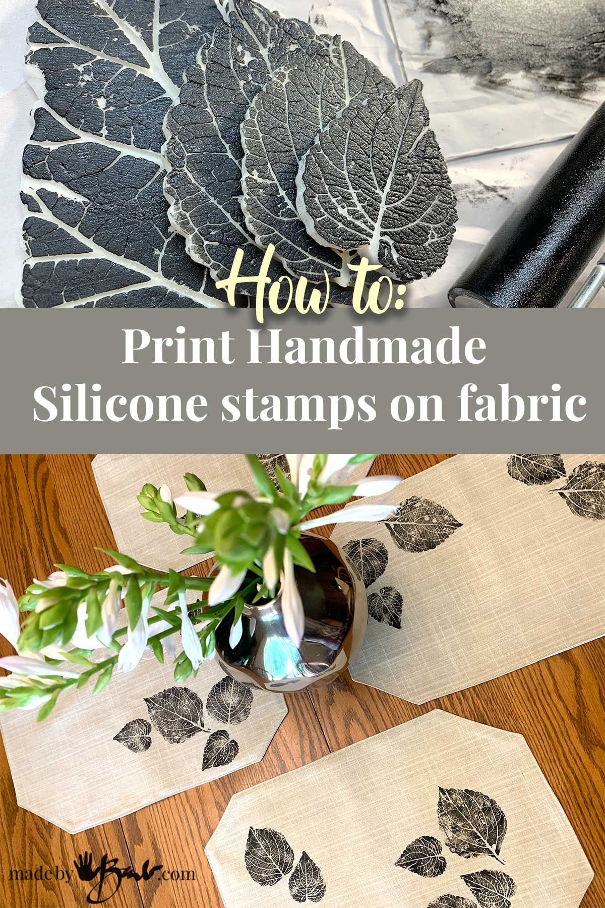 How to Print Handmade Silicone stamps on Fabric - Made By Barb