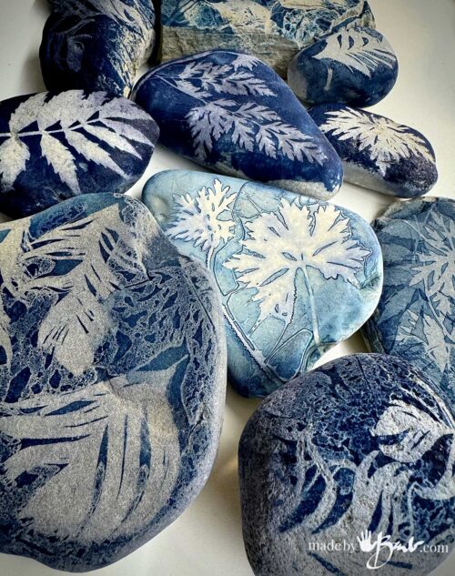 How to Make Cyanotype Prints on Rocks & Stones - Made By Barb
