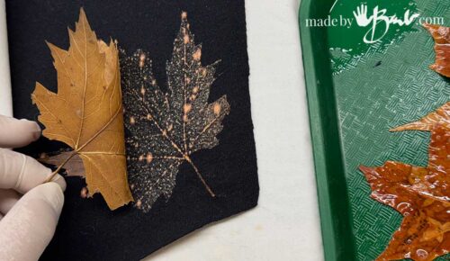 Quick Magical Bleach Printing with Leaves - Made By Barb - easy