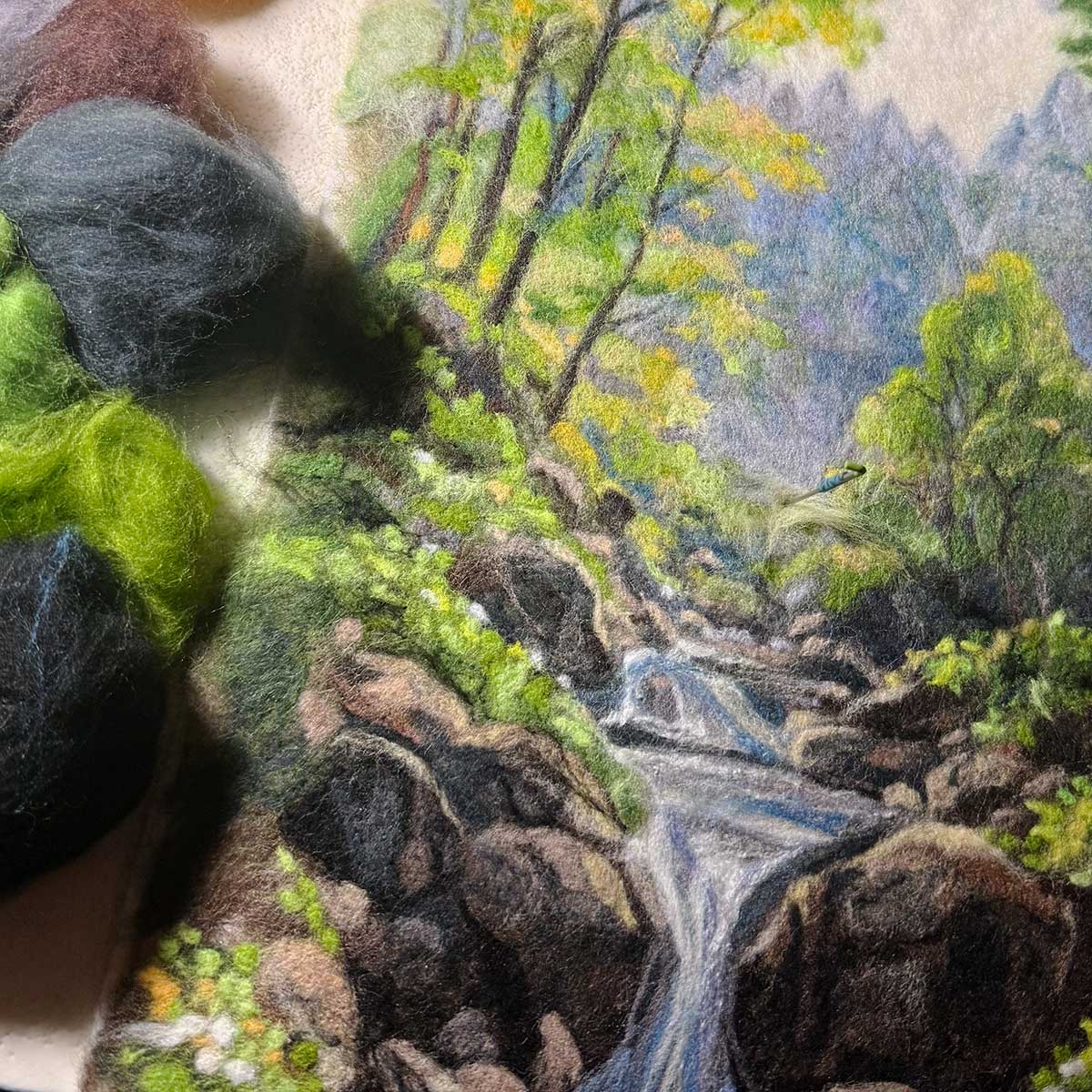 How to make a Wet & Needle felted Landscape Painting with Wool